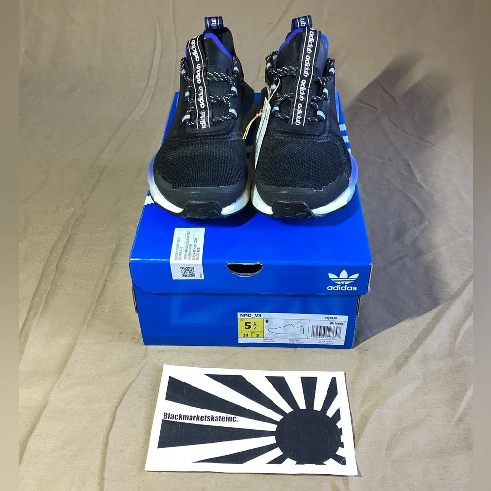 Adidas NMD R1 V3 'adiClub' Black White Royal Blue HQ9838 Men's Size 5.5